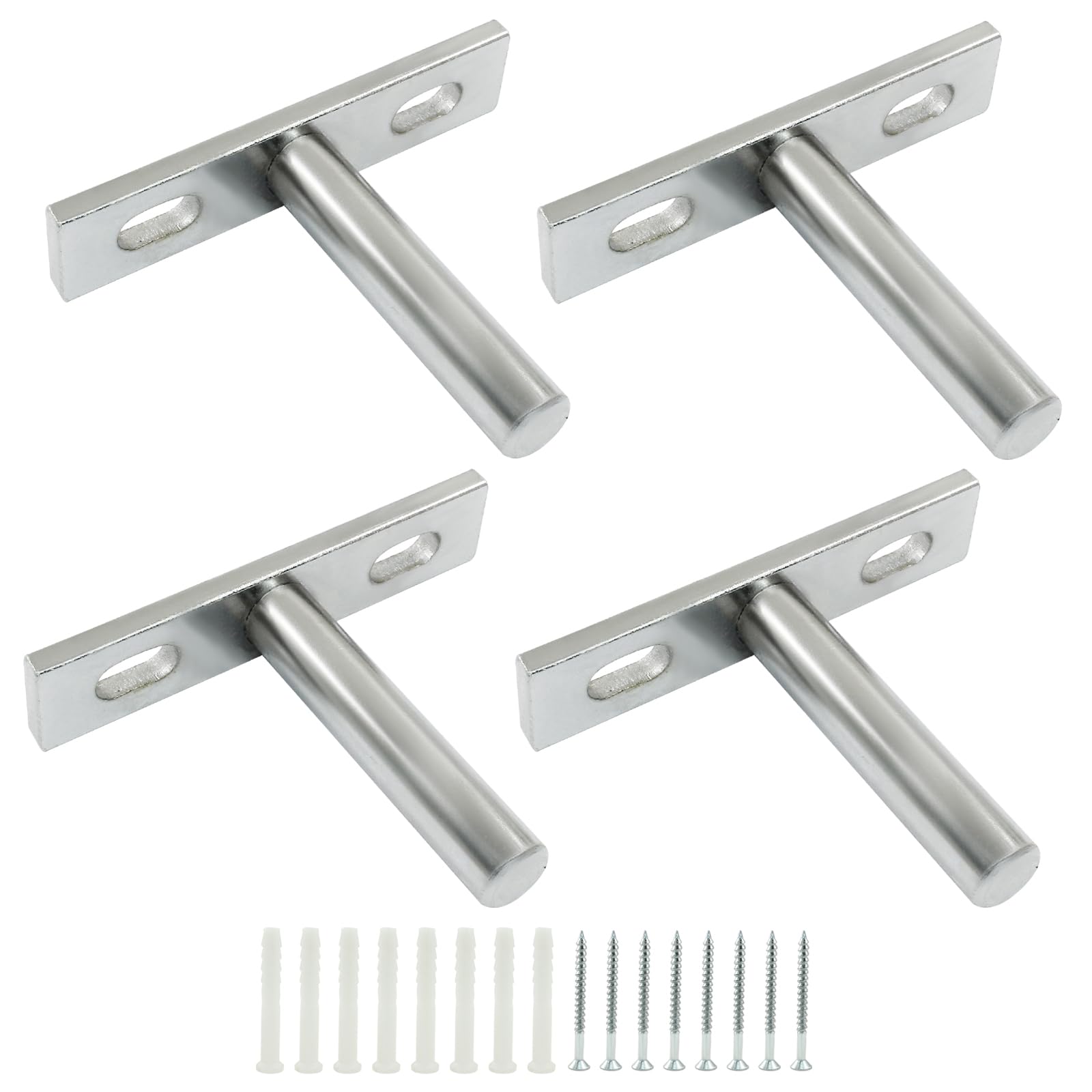 4 Pcs Hidden Floating Shelf Bracket 2 Inch Hidden Shelf Brackets Blind Shelf Bracket Wall Shelf Bracket Hidden Brackets for Floating Wood Shelves, Screws and Wall Plugs Included - Silver-image-47