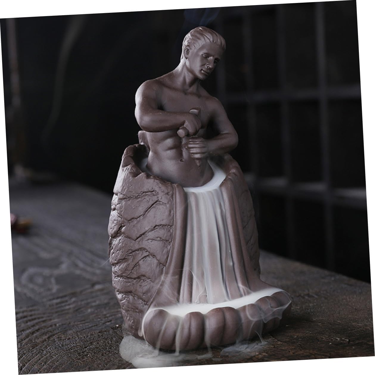 Backflow Incense Holder Ceramic Self Carving Men Aroma Therapy Burner Insert for Home Office Desktop Decoration