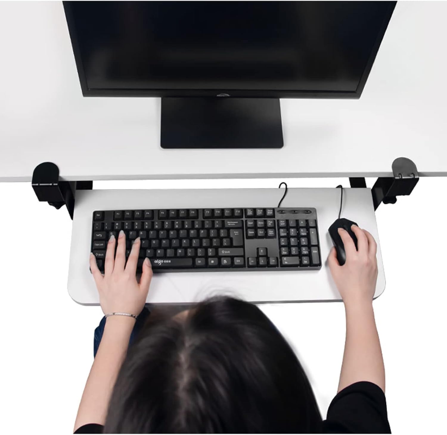 Amazon.co.jp: 高さ調節可能なデスクエクステンダー クランプ式キーボードトレイ、サポート棚/コンピューターデスク伸縮ブラケット/スライド レールキーボード棚/ホームオフィス引き出し式キーボードマウスホルダー : 文房具・オフィス用品 調節可能なデスク延長クランプ式キーボードトレイサポート棚/伸縮式マウント、コンピューターデスク用、スライド式キーボード＆マウスホルダ