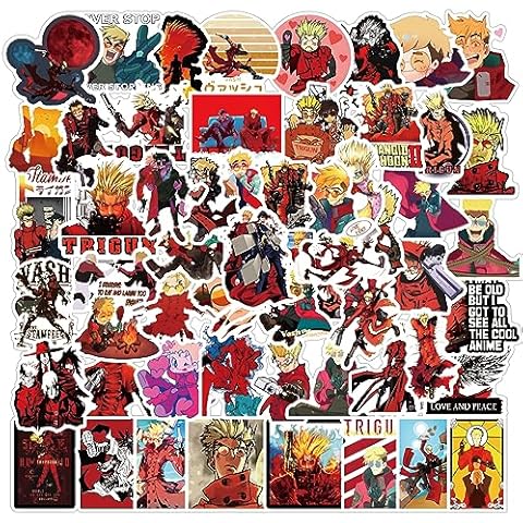 62Pcs Trigun Anime Stickers Pack, Cartoon Aesthetic Vinyl Waterproof Sticker Decals for Water Bottle,Laptop,Phone,Hard Hat,Skateboard,Scrapbooking,Bumper for Kids Teens Adults Cover