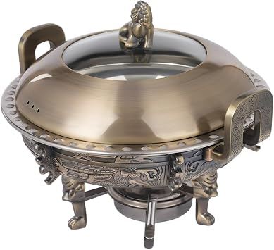 4 Pack Round Chafing Dishes Stainless Steel 0.25 Gal Chafing Buffet Set Serving Food Warmer for Catering Events Parties Weddings,Load Capacity 4.41lbs,10.94 * 8.58in Bronze