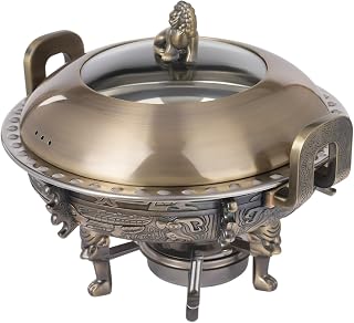 4 Pack Round Chafing Dishes Stainless Steel 0.25 Gal Chafing Buffet Set Serving Food Warmer for Catering Events Parties Weddings,Load Capacity 4.41lbs,10.94 * 8.58in (Bronze)