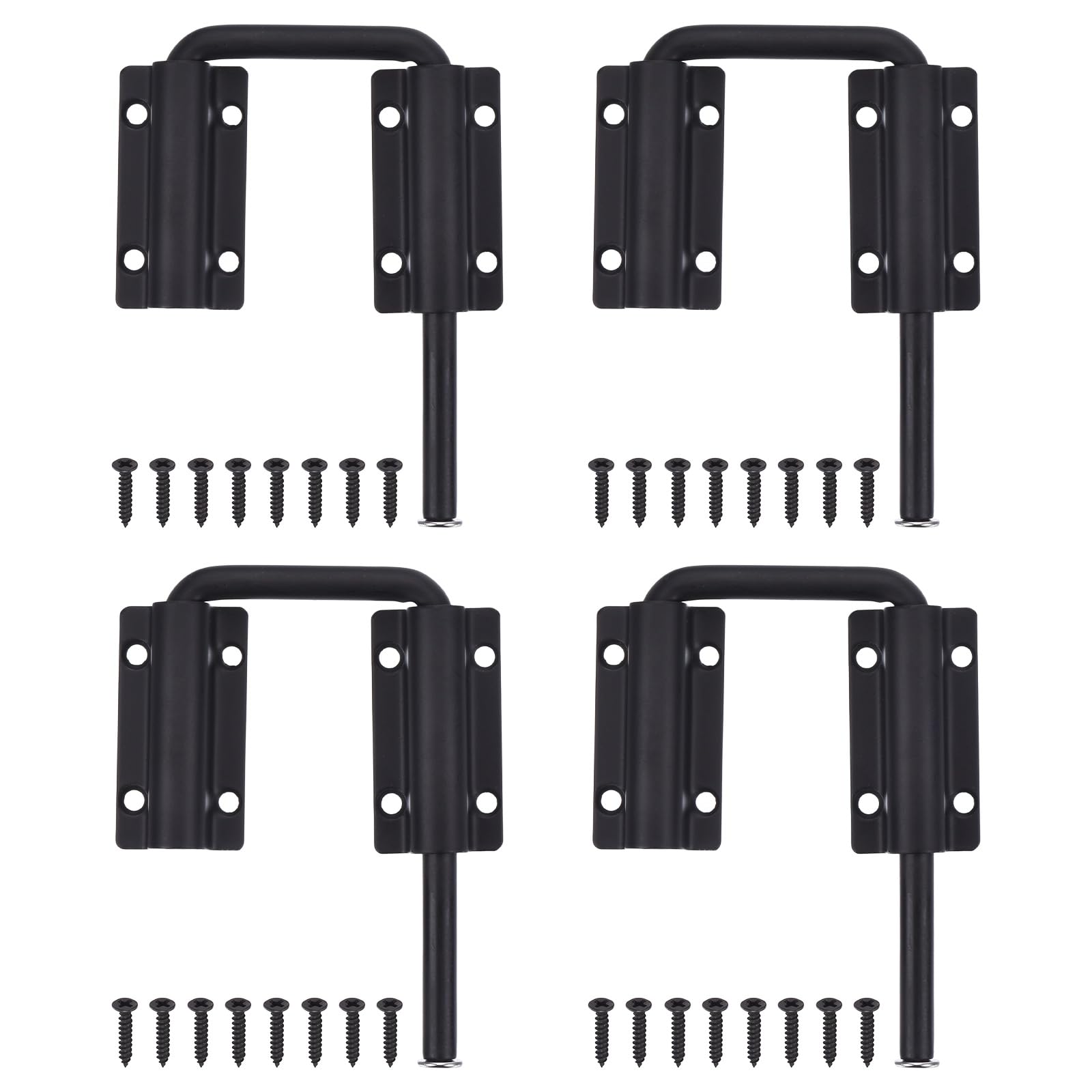sourcing map 4Pcs Sliding Door Loop Lock Latch, 2-3/8" U-Shaped Latch Hook Lock with Screws for Uneven or Warped Doors Window Garden Fence, Black