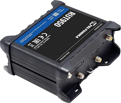 Miniatura 2 de Teltonika RUT950V022C0 Router celular industrial modelo RUT950, negro versión global frecuencias 4G, 3G y 2G Hotspot inalámbrico 4 puertos Ethernet