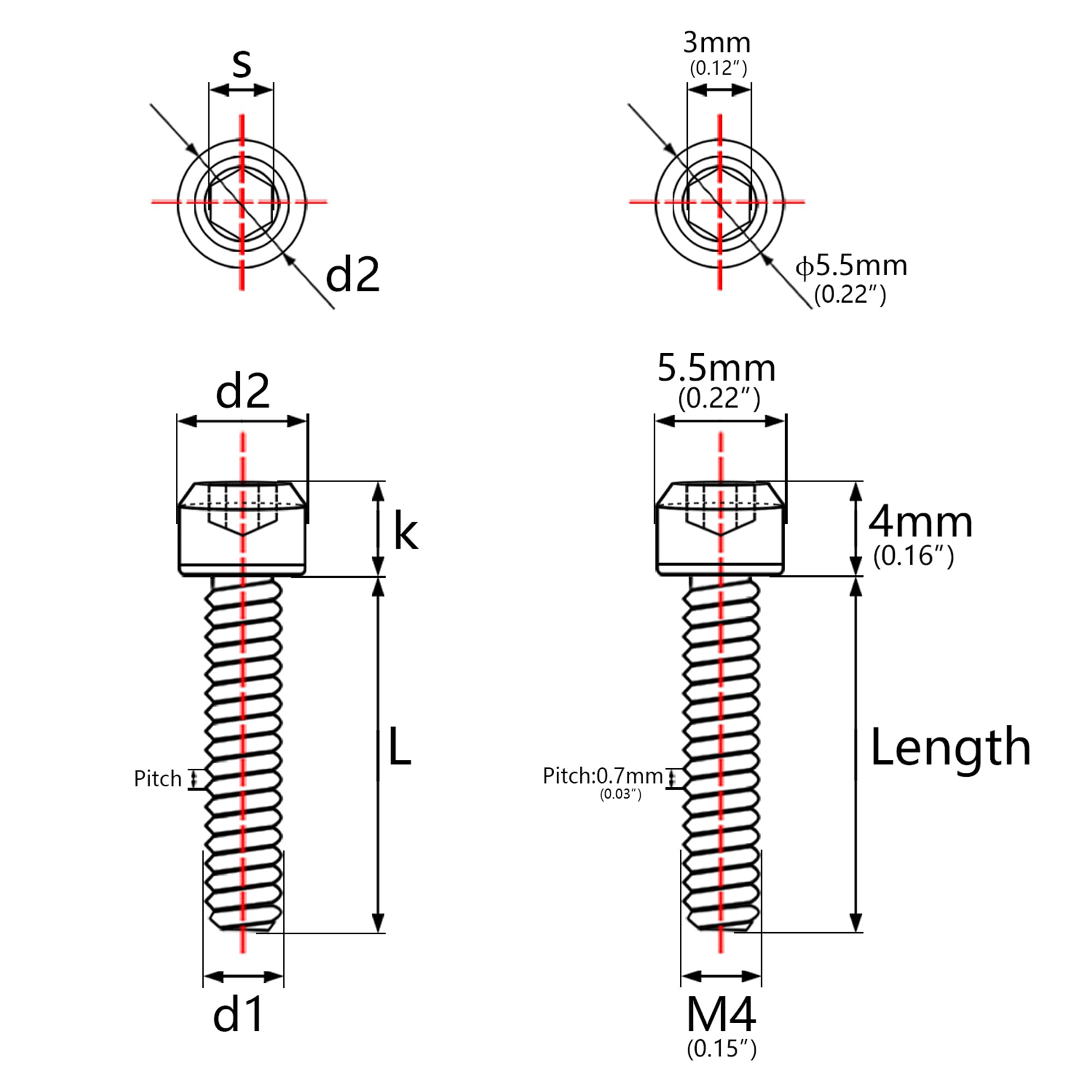 Viti Bulloni, 6 Pezzi Bulloni In Titanio M4x8/12/15/20mm Testa Conica Vite Esagonale For Bicicletta(Black,8MM-M4 - Foto 12