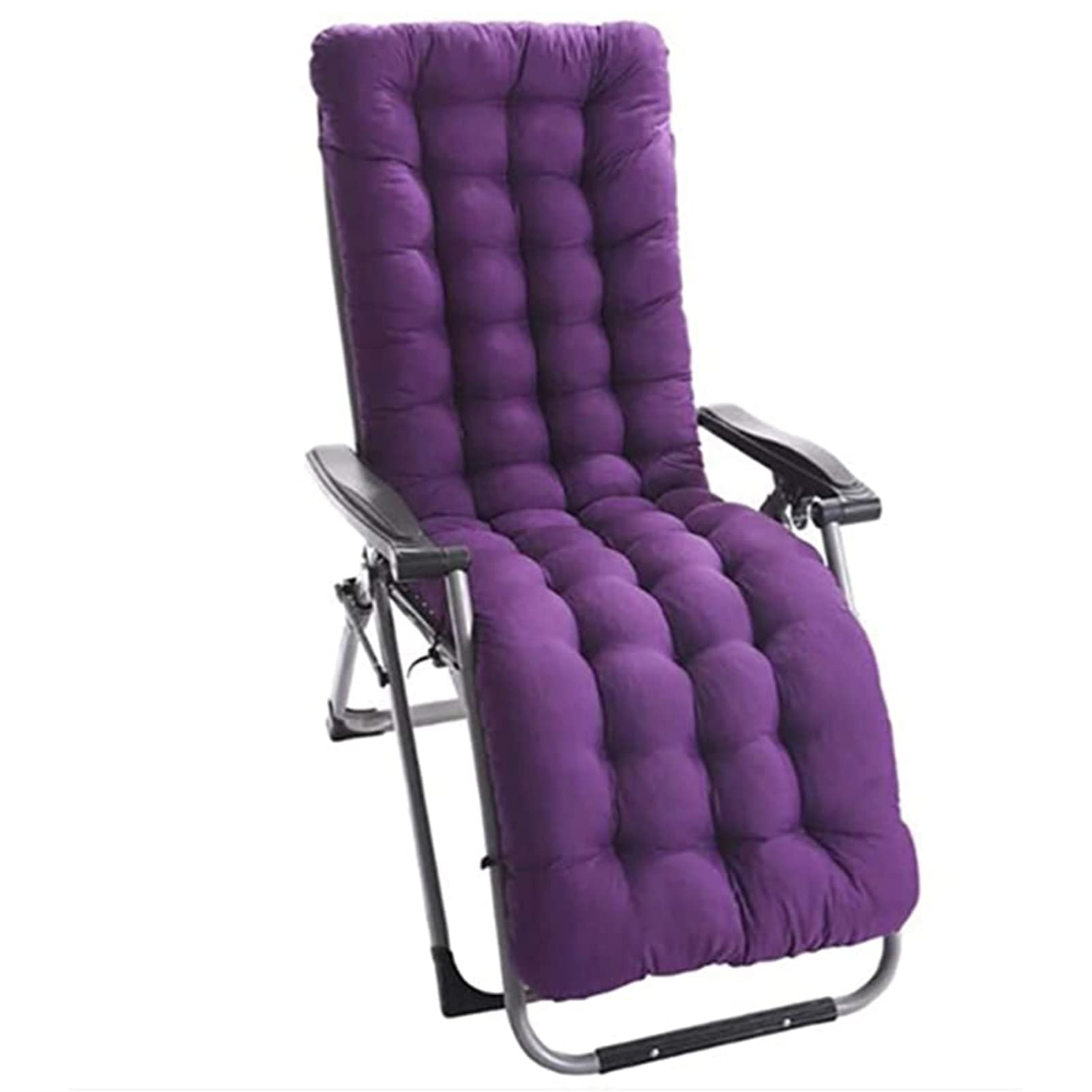PIPOEI Relaxation Deck Chair Pad Lounger for Travel, 8cm Thick Breathable Deck Chair, Lightweight Sun Lounger for Patio Indoor Outdoor Reclining Cushion - 155x48x8cm(No Deck Chair)(Color:Purple)