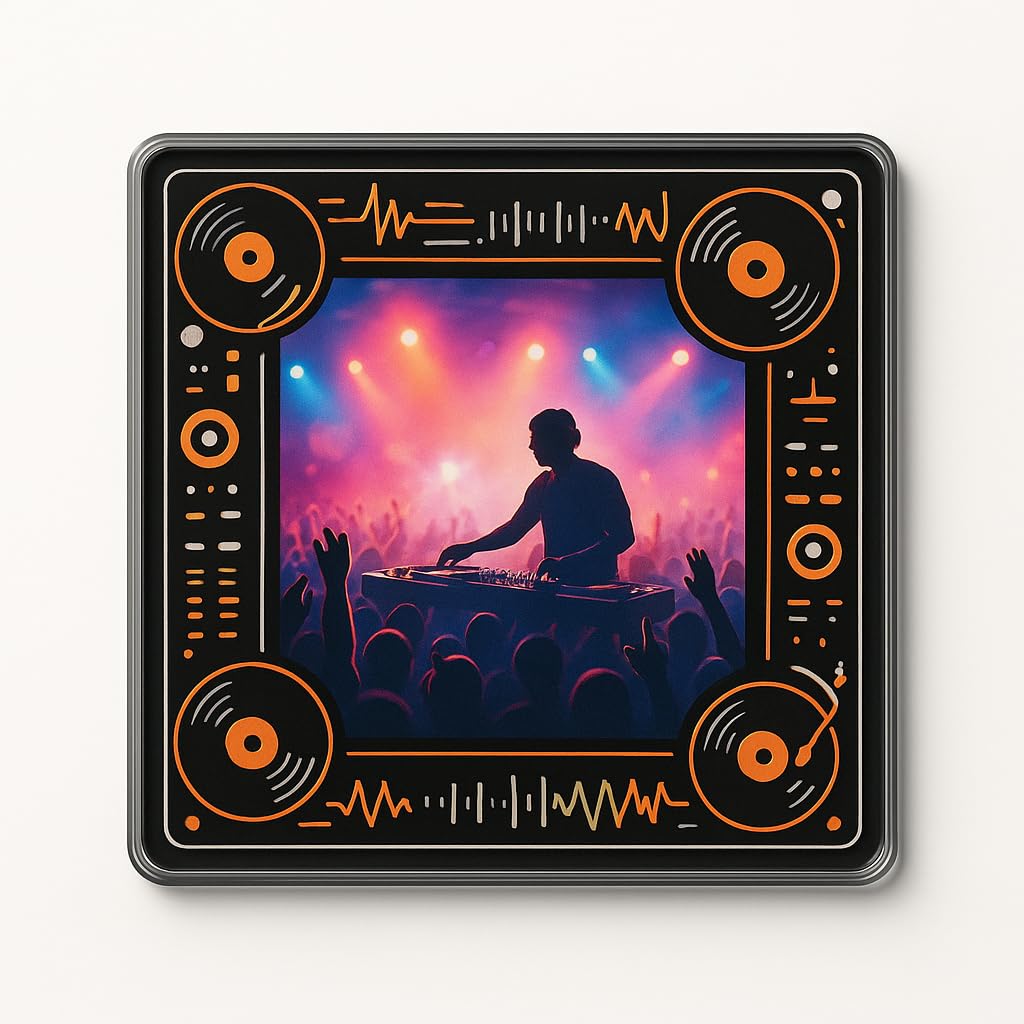 The Plum Penguin Dj Acrylic Coaster Gift With Personalized Musical Photo Frame - Dynamic -Inspired Design Home Decor For Music Lovers