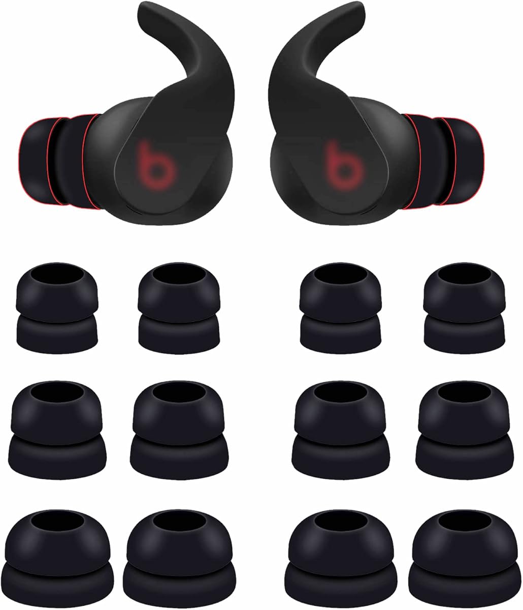 6 Pares de Doble Brida Compatible con Beats Fit Pro Ear Tips Buds, S/M/L 3 Tamaños Reemplazo Reducción de Ruido Silicona Wing Earbuds Tapones para los Oídos Ajuste en Estuche para Beat Fit Pro - Negro