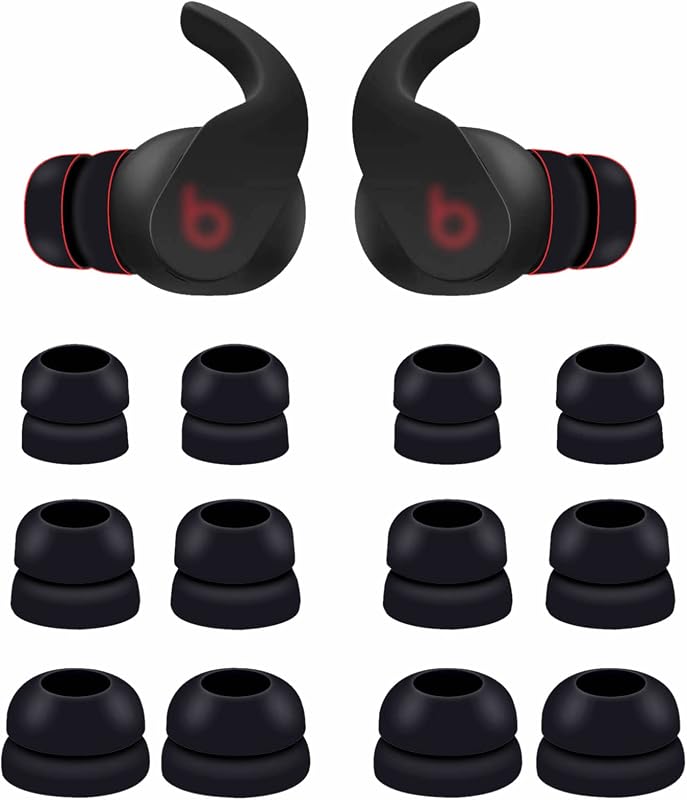 6 Pares de Doble Brida Compatible con Beats Fit Pro Ear Tips Buds, S/M/L 3 Tamaños Reemplazo Reducción de Ruido Silicona Wing Earbuds Tapones para los Oídos Ajuste en Estuche para Beat Fit Pro - Negro