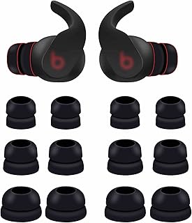 6 Pairs Double Flange Compatible with Beats Fit Pro Ear Tips Buds, S/M/L 3 Size Replacement Noise Reduce Silicone Wing Eartips Earbuds Earplug Fit in Case for Beat Fit Pro - Black