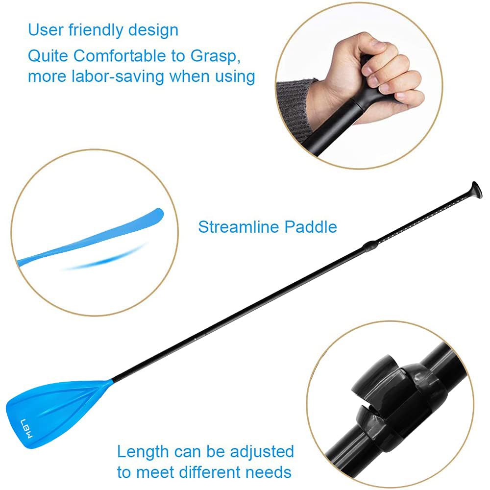 LBW Stand Up Paddle Board Paddle - 3 Pieces Adjustable Aluminium Alloy Floating SUP Paddle with Storage Bag, Portable Durable Oars
