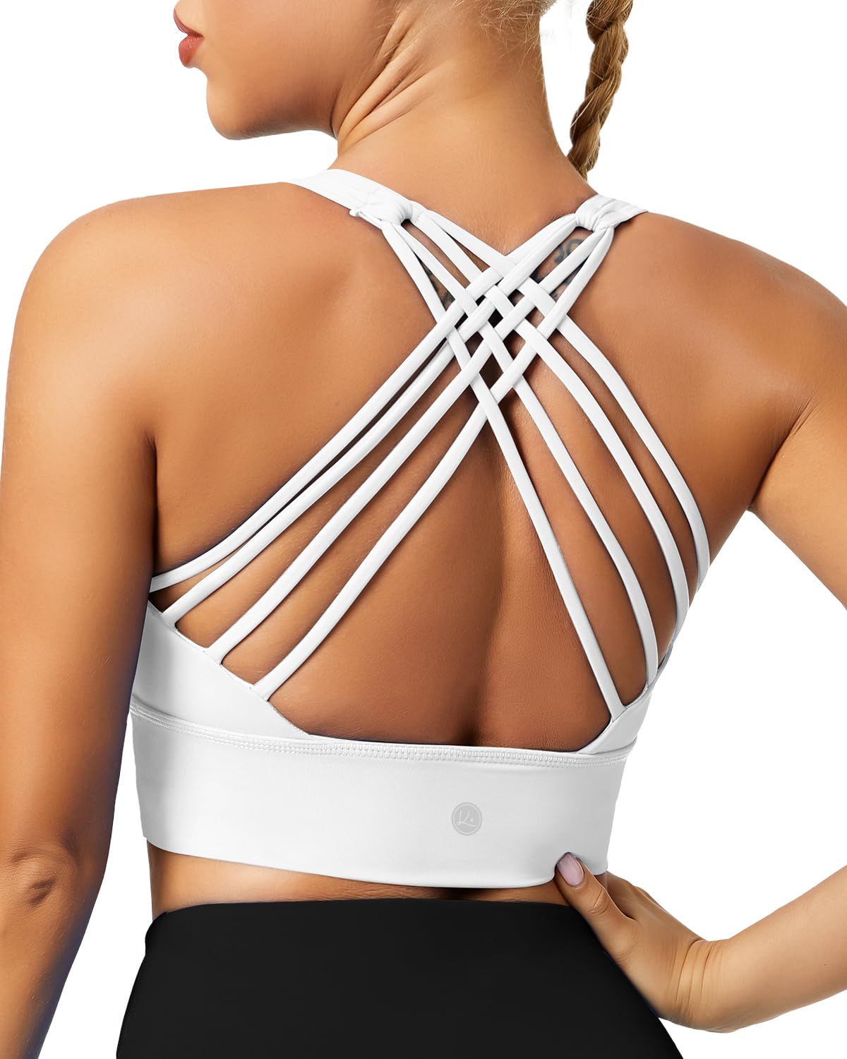 Queenie Ke BareLuxe Sports Bras for Women Padded Medium Support for Yoga Cross Back Strappy Square Neck Workout Tops — view 6