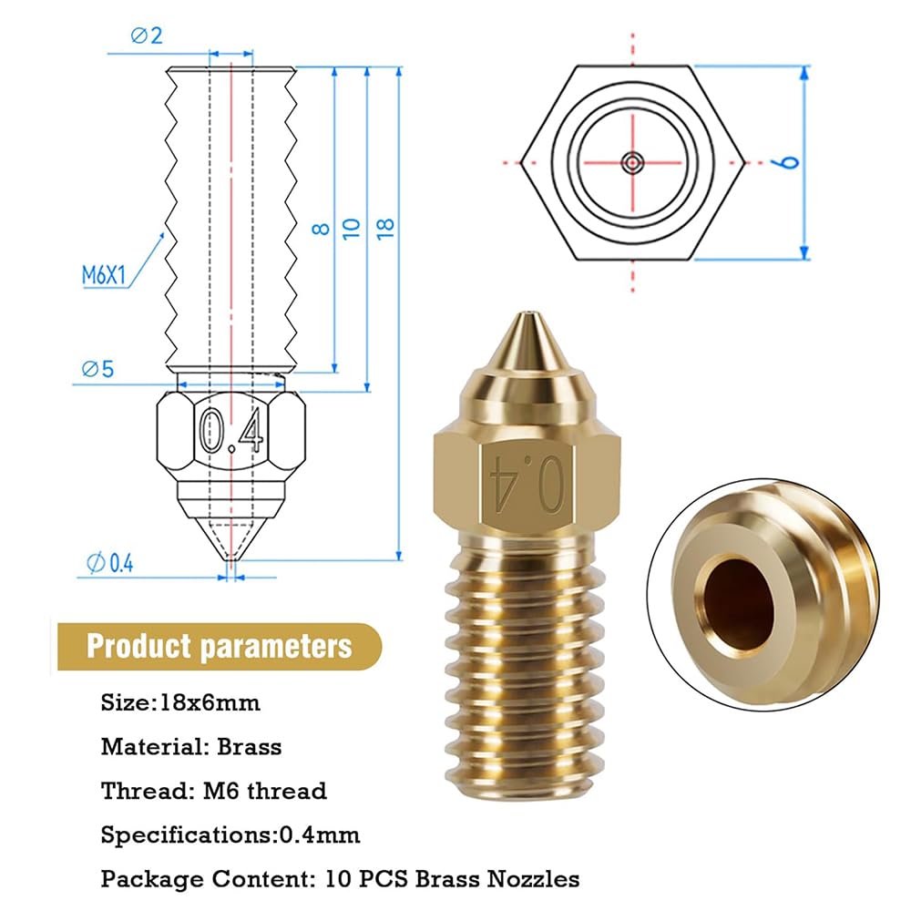 3D Printer Neptune 4 Pro Nozzle Extruder 0.4mm Nozzle Kit - Included 10pcs Brass Nozzles, High Temperature and Wear Resistant for ELEGOO Neptune 4/Neptune 4 Pro