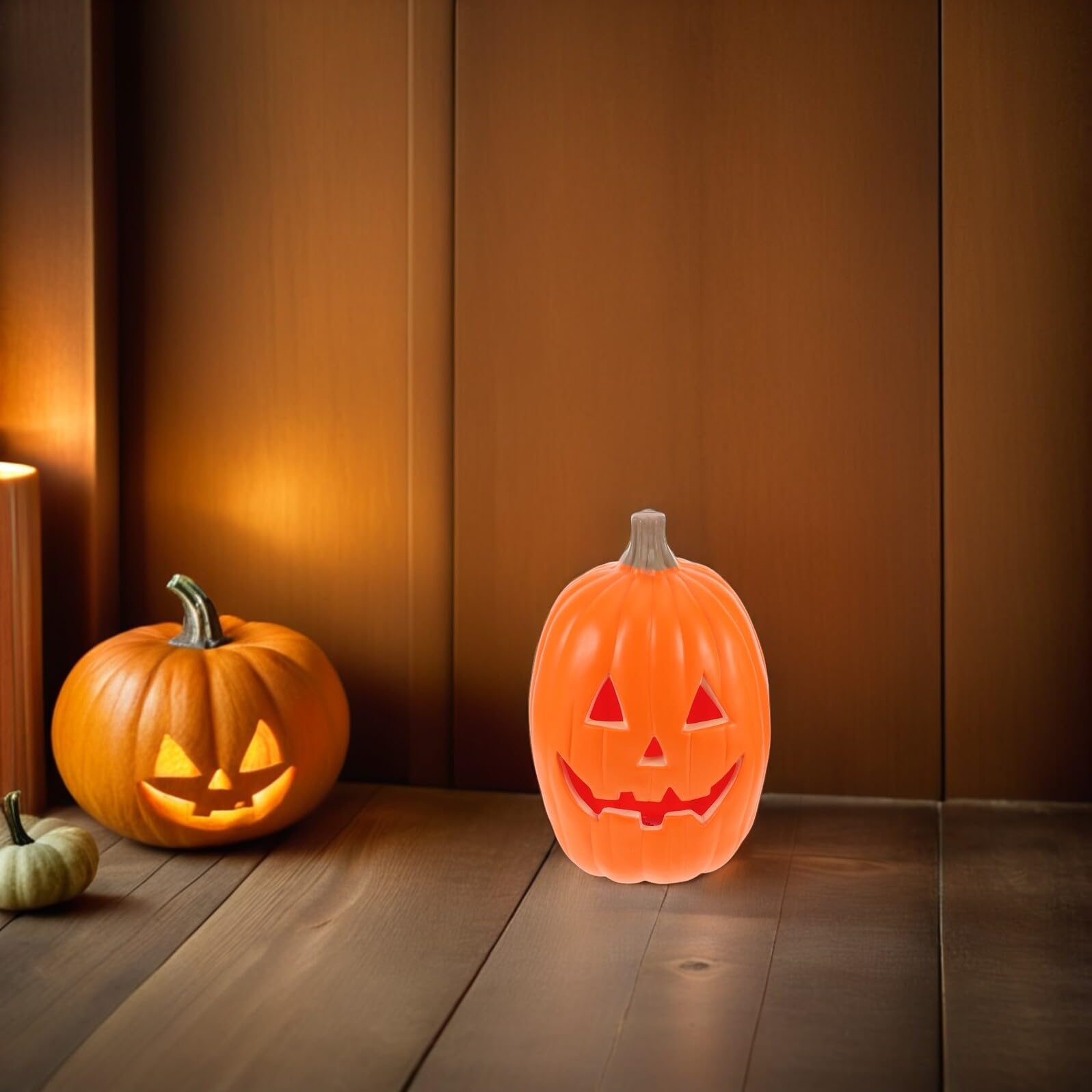 POPETPOP Calowa Świecąca Dynia LED Do Dekoracji Halloween Wodoodporna Figurka Świetlna Stół i Ogród Uniwersalna Ozdoba Imprezy Wewnątrz i Zewnątrz Sztuczna Świecąca Dynia