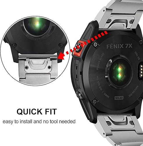Miniatura 3 de TRUMiRR Correa de reloj de titanio para Fenix 7X Pro Sapphire Solor  6X Pro  5X Plus, correa de reloj de ajuste rápido de 1.024 in correa de metal