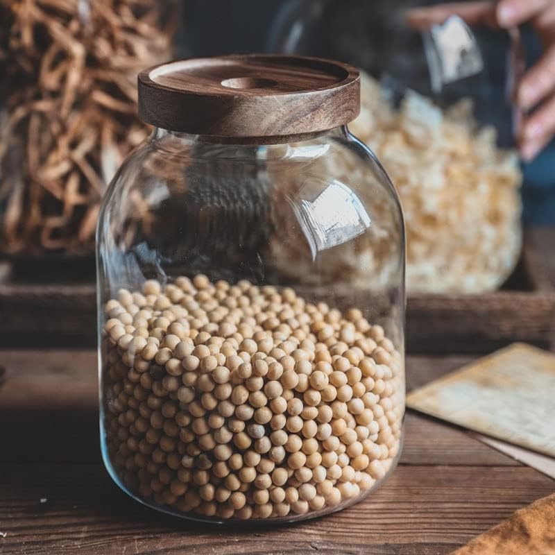 Miniatura 2 de GENIGW Tarros de almacenamiento de vidrio para armario de cocina, dispensador de granos transparentes, tarro de caramelo simplificado, decoración