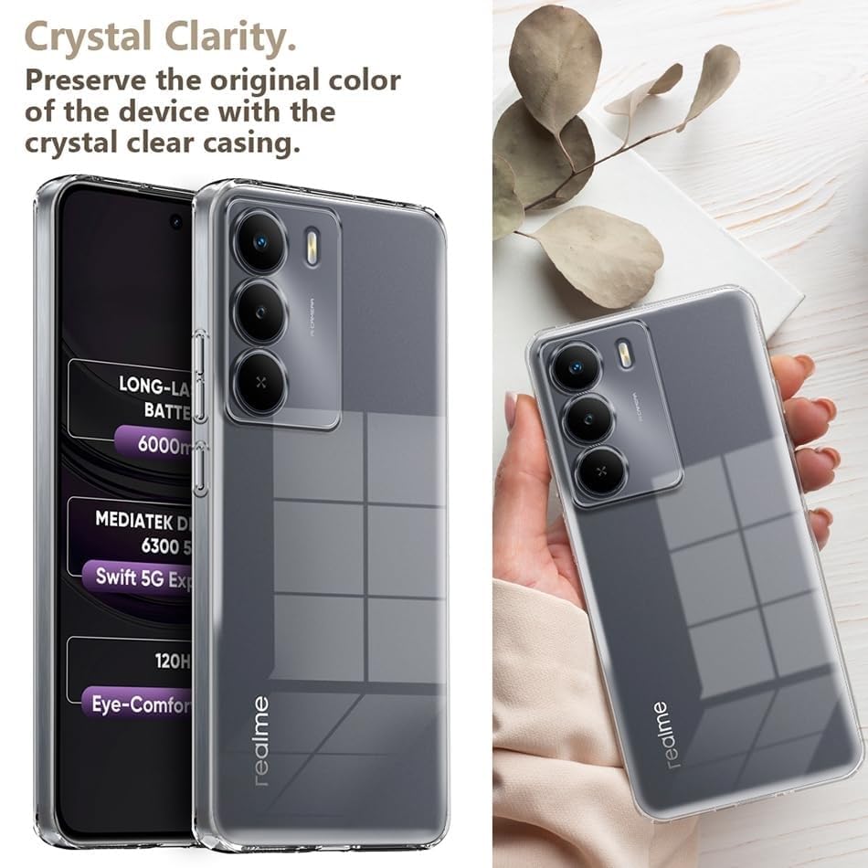 Image of COVERBLACK Soft Rubber Silicon Clear Case Back Cover Compatible for Realme P4x 5G - Transparent