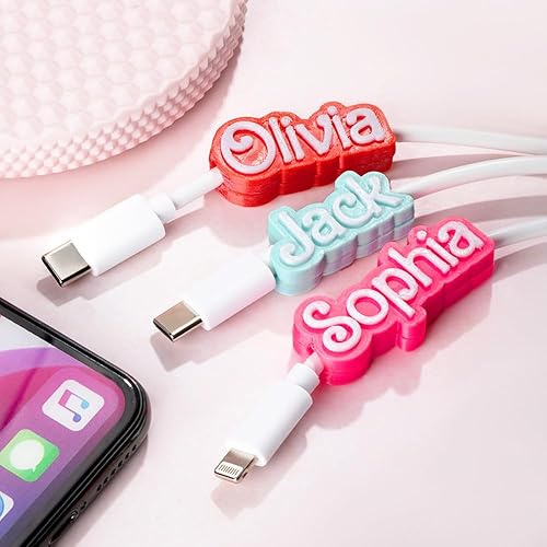 Miniatura 4 de callie Cable USB personalizado de impresión 3D con nombre para iPhone Micro USB tipo C, cable USB con nombre personalizado, regalo de cumpleaños de
