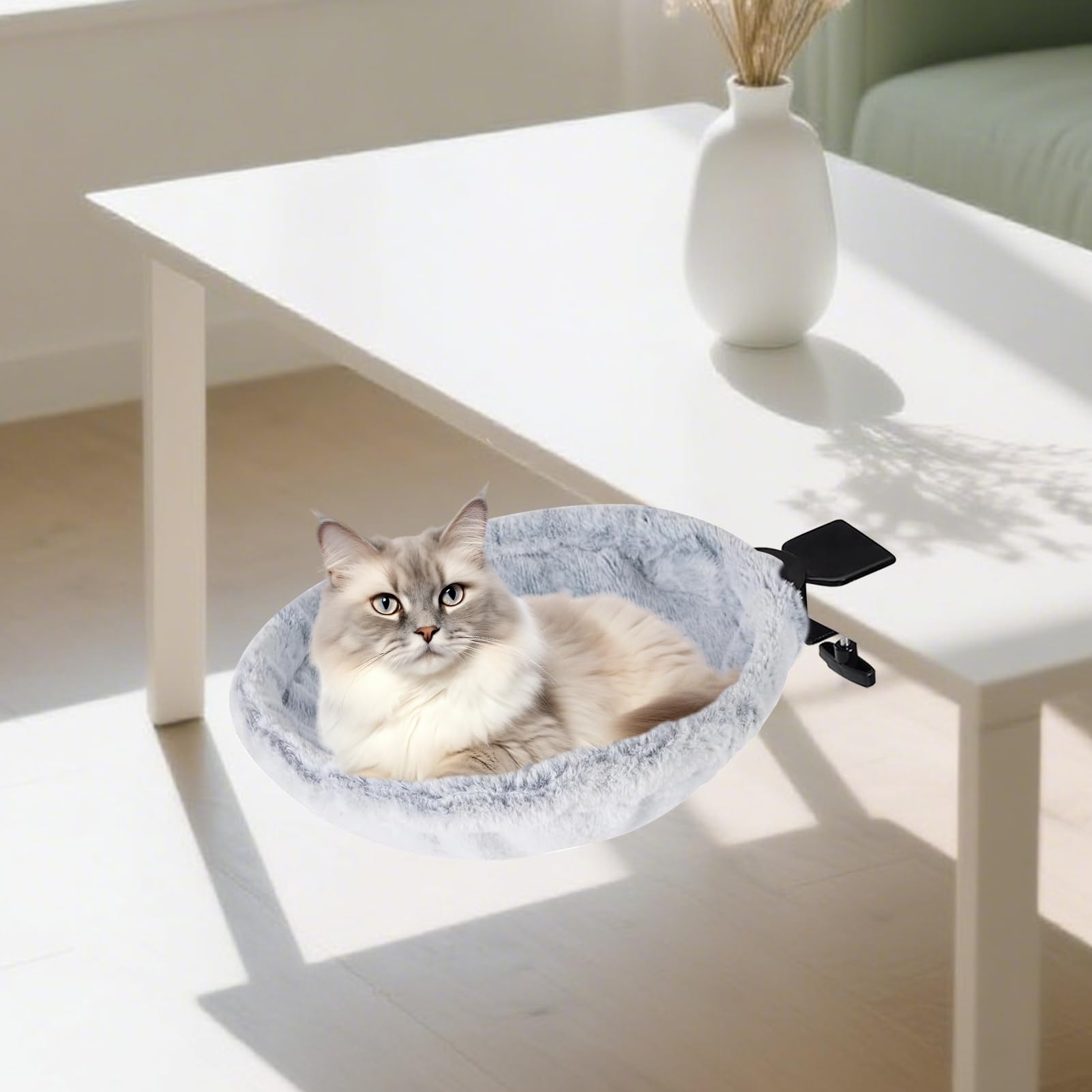 pour Chat sur Bureau | Hamac Chaud pour Chaton Capacité 23 kg | Tournant 180° pour Bureau et Chat | Adapté au Balcon Bibliothèque Chambre Intérieur Appui de Fenêtre Espace de