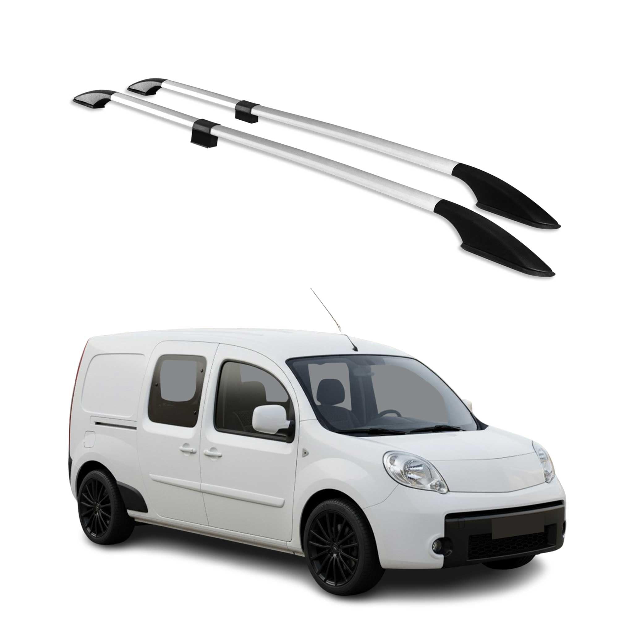 Barres de Toit longitudinales pour Renault Kangoo 2008-2021 L2 Aluminium Gris