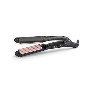 BaByliss Plancha de Crimpar - placas de cerámica con turmalina, 10 temperaturas hasta 210°C, herramienta profesional para crear volumen y textura, Rizador, Texturizador, Negro, 2165CE