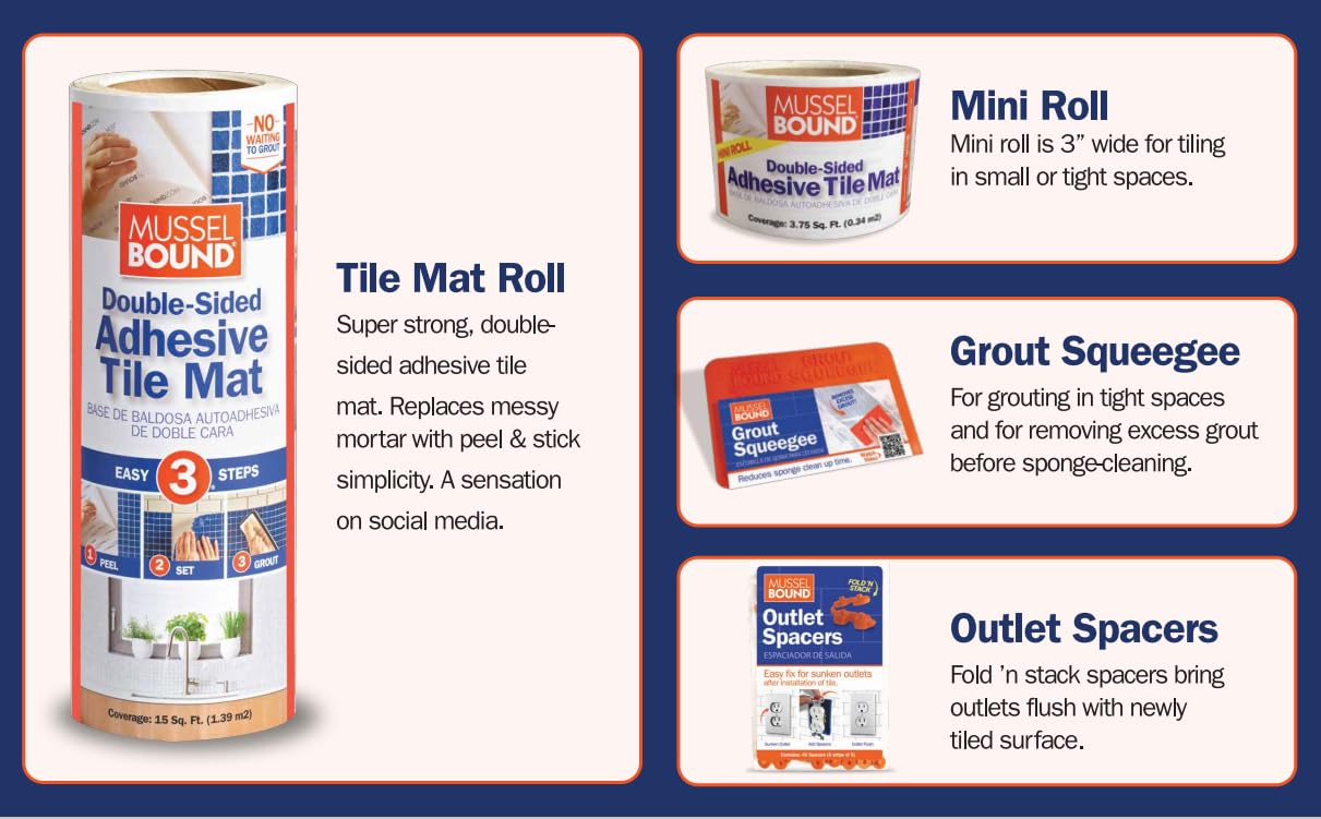 MusselBound® - Medium Backsplash - Tile Installation EZ Kit (up to 33.75 sq ft) The Clean, Easy, No-Stress Way to Install Wall Tile