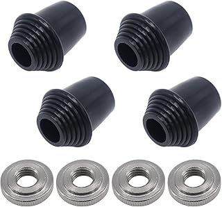 CashBeat 4PCS Non-Slip Threaded Rubber Feet for Bass Drum Spurs Legs, 29x33mm Floor Tom Kick Drum Leg Tips with Lock Nut, Replacement Percussion Drum Set Accessories