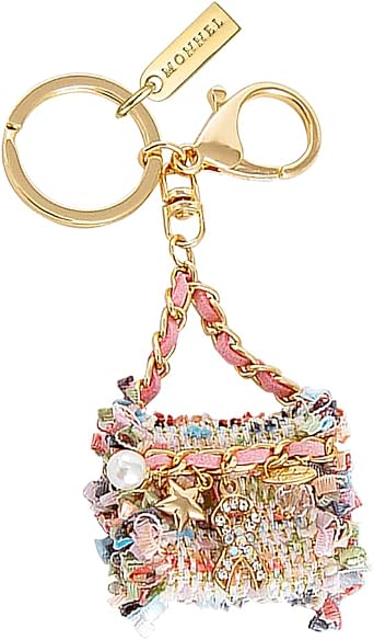 MZ945 Gorgeous Tweed Cloth Handbag Charm Pendant Lobster Clasp Key Ring Keychain Multicolor