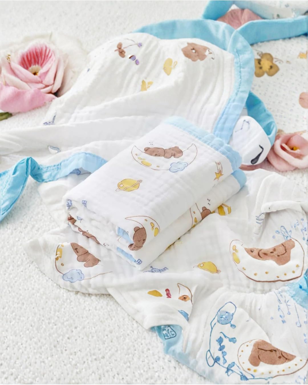 Baby Muslin Swaddle Blanket for Newborn | Soft Breathable Cotton Muslin Wrapping Blanket | Lightweight Baby Receiving Wrap for Sleeping, Stroller, Nursery & Travel Use-picture-21