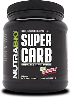 NutraBio Super Carb - Complex Carbohydrate Supplement Powder - Cluster Dextrin and Electrolytes for Performance Enhancement & Muscle Recovery - Kiwi Strawberry, 30 Servings
