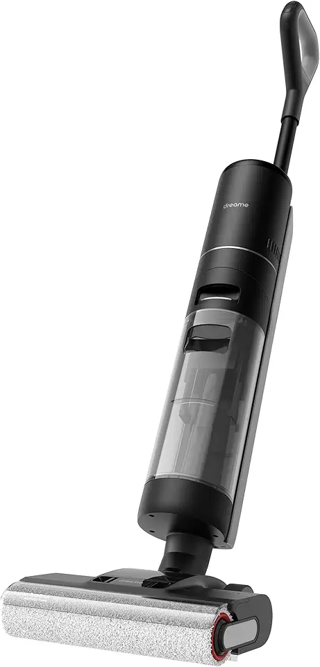 DREAME Aspirador Vertical Sem Fio a Seco e Úmido H12 Pro, Limpador de Piso Inteligente para Pisos Duros, Limpeza de Borda a Borda em uma Só Passada e Secagem Automática com Ar Quente 220-240V