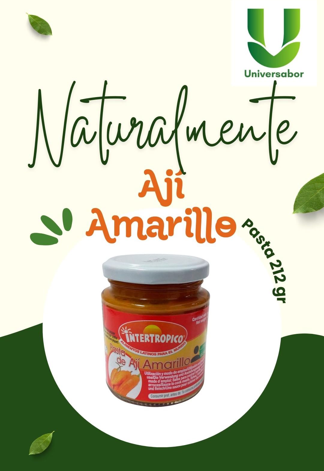 Pasta de Ají Amarillo Peruano Intertropico 212g - Bote de Cristal | Sabor Auténtico y Picante, Ingrediente Gourmet para Platos y Salsas