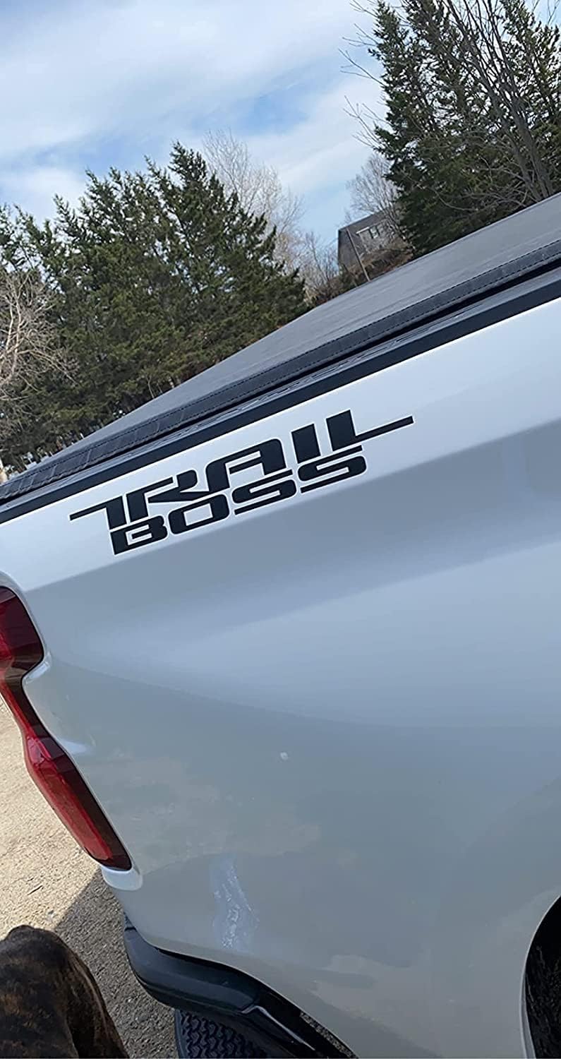 Pair Set Trail BOSS Bedside Decal Stickers Nameplate Replacement for 2019-2023 Z71 Silverado 1500 2500 HD Next Gen (Black)