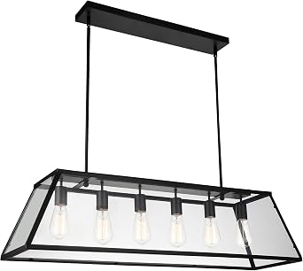 CWI Lighting 42 Black Rustic Down Chandelier for Kitchen, Dining Room, Entryway LED Compatible 6-Light with E26 Bulb Base