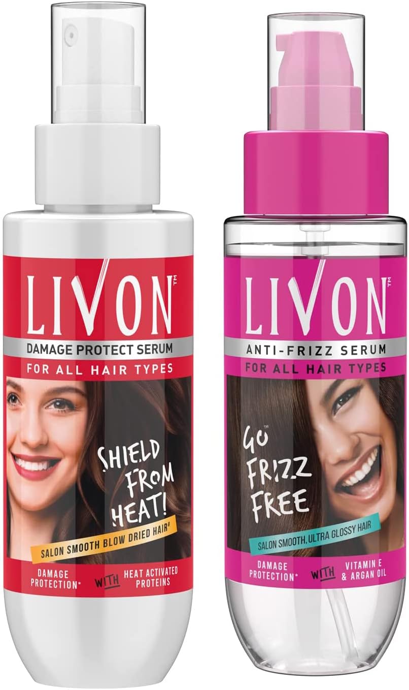 Livon Hair Serum for Women & Men| 100 ml & Livon Heat Protect Serum for Women & Men| 100 ml