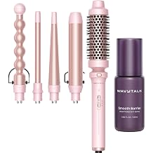 Wavytalk Multi Curl 5 in 1 Curling Wand Set and Heat protectant Spray for Hair 1.69 Fl Oz