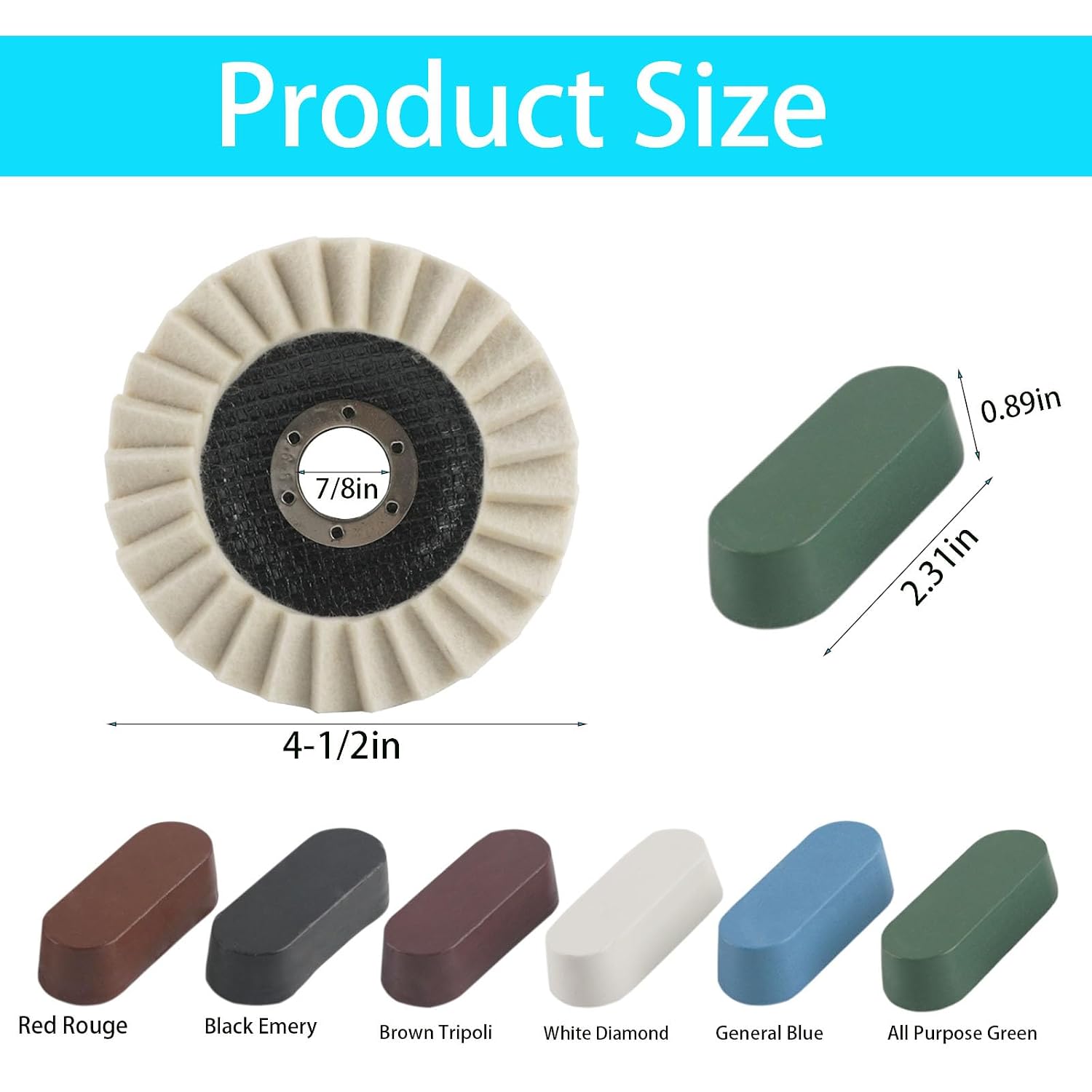 Wool Felt Flap Polishing Disc & Buffing Polishing Compounds Set 11Pcs, 4-1/2" x 7/8" Thicken Wool Polishing Wheel for Angle Grinder, Buffing Pads for Mirror Finish