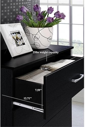 Miniatura 7 de Hodedah Cajonera de 30.6 pulgadas de alto x 31.5 pulgadas de ancho x 15.5 pulgadas de profundidad, color negro Negro -,Blanco