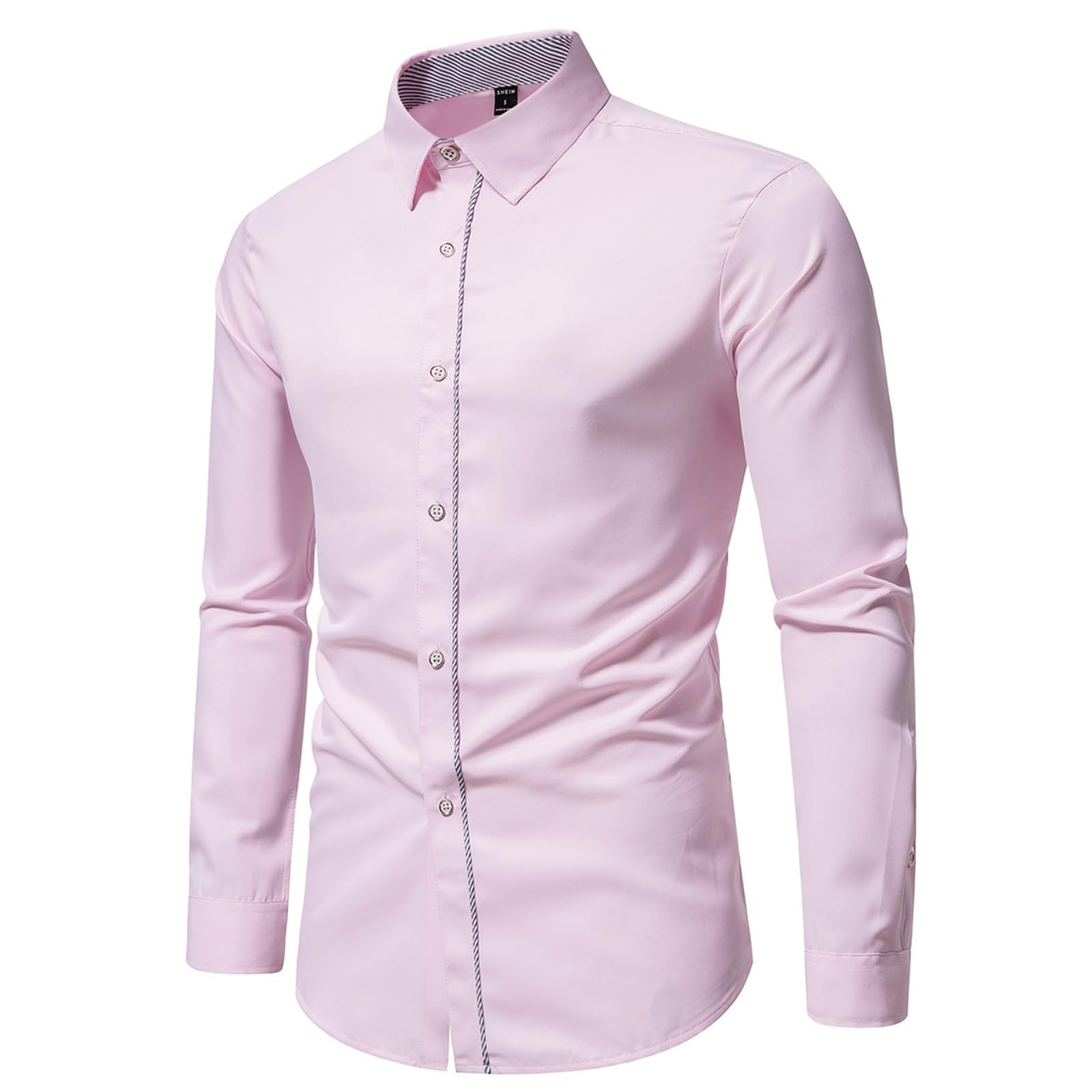 Mens Dress Shirts Classic Long Sleeve Button Down Shirt Business Casual Stitching Shirts Slim Fit Office Work Shirts