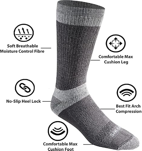 Dickies Men's Big & Tall Dri-Tech Moisture Control Max Crew Socks Multipack, 3.0 Full Cushion Charcoal (6 Pairs), Shoe Size: 12-15 #TOP1