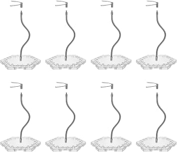 8-Pack Clear Adjustable Action Figure Stand with Metal Clips & Flexible Arms Action Figure Display Stand for Figures Compatible with Gundam HG/RG/SD 1/144 Scale