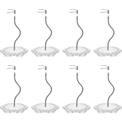 8-Pack Clear Adjustable Action Figure Stand with Metal Clips & Flexible Arms – Action Figure Display Stand for Figures Compatible with Gundam HG/RG/SD 1/144 Scale
