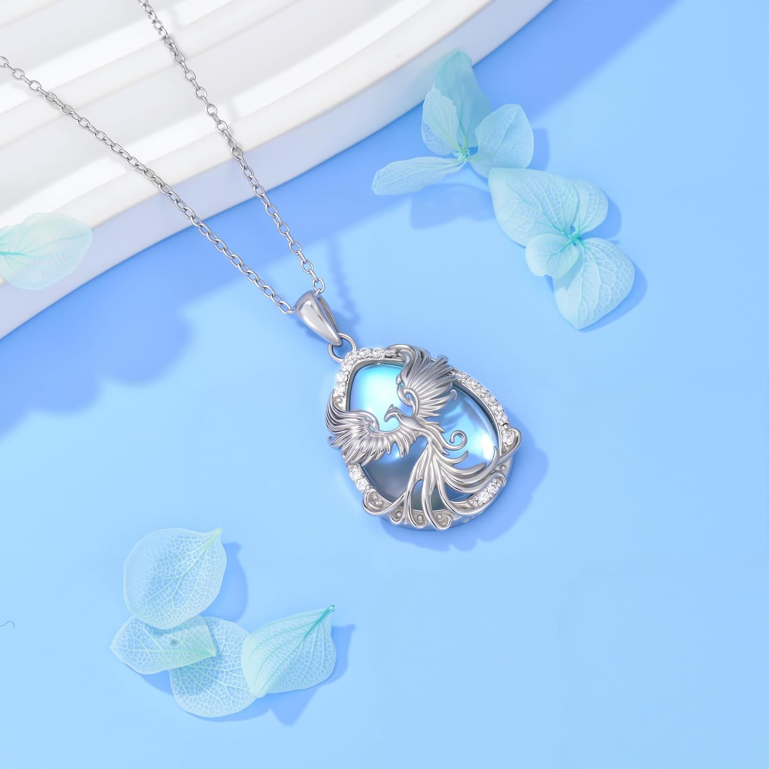 Dralox Phoenix Necklace for Women, S925 Sterling Silver Pear Cut Crystal Pendant Necklace Jewelry Anniversary Christmas Gift for Women, Mom, Wife, Sister - Image 2