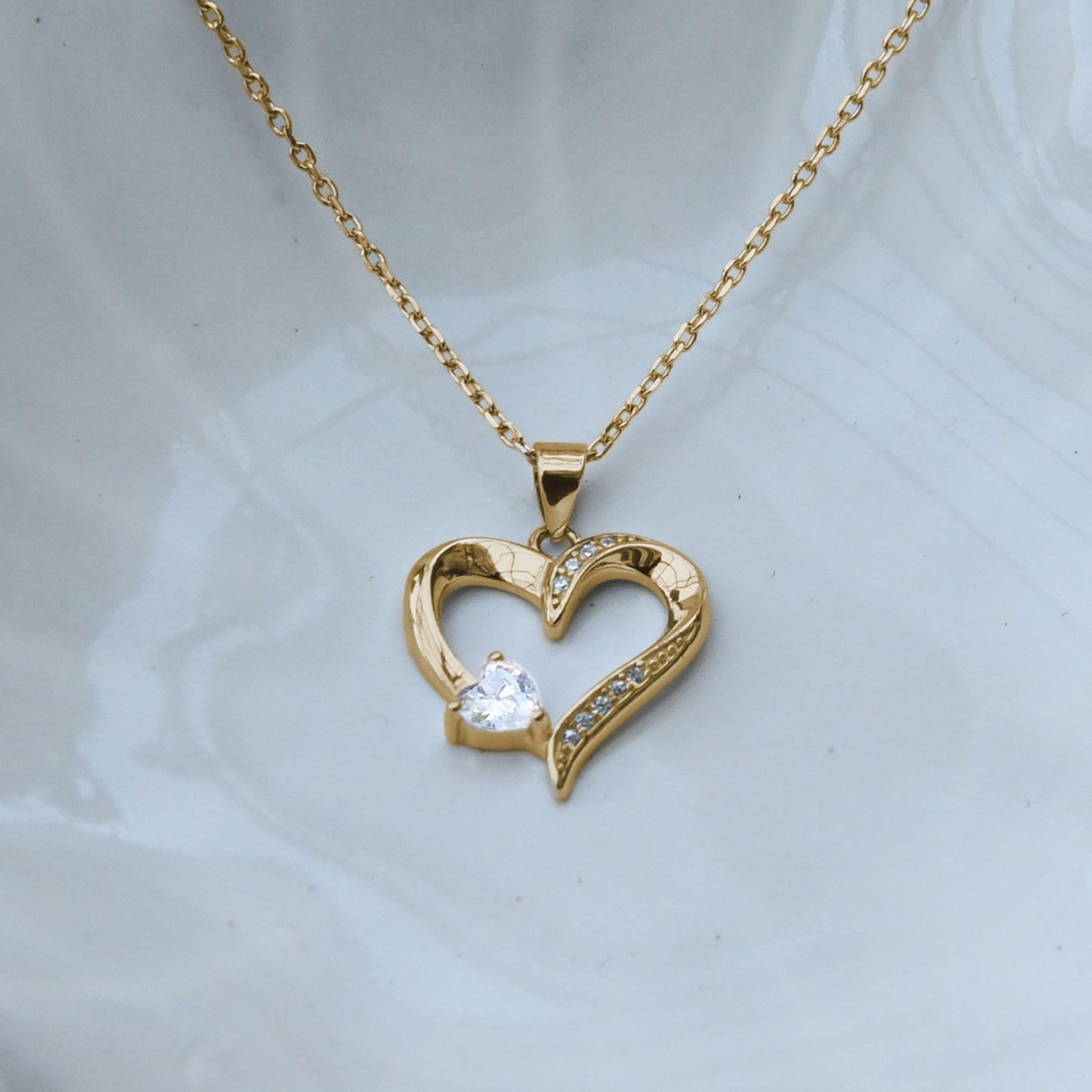 Herzkette Silber 925 / Gold vergoldet Halskette Damen Ich liebe Dich