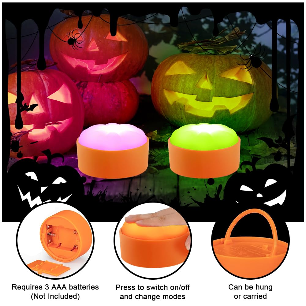 Velas LED De Calabaza Para Halloween - Sin Llama, 3 Caras Diferentes, 6 Unidades | Funcionan Con Pilas, Decoración Para Mesa, Ventana O Exterior | Ambiente Seguro Y Espeluznante