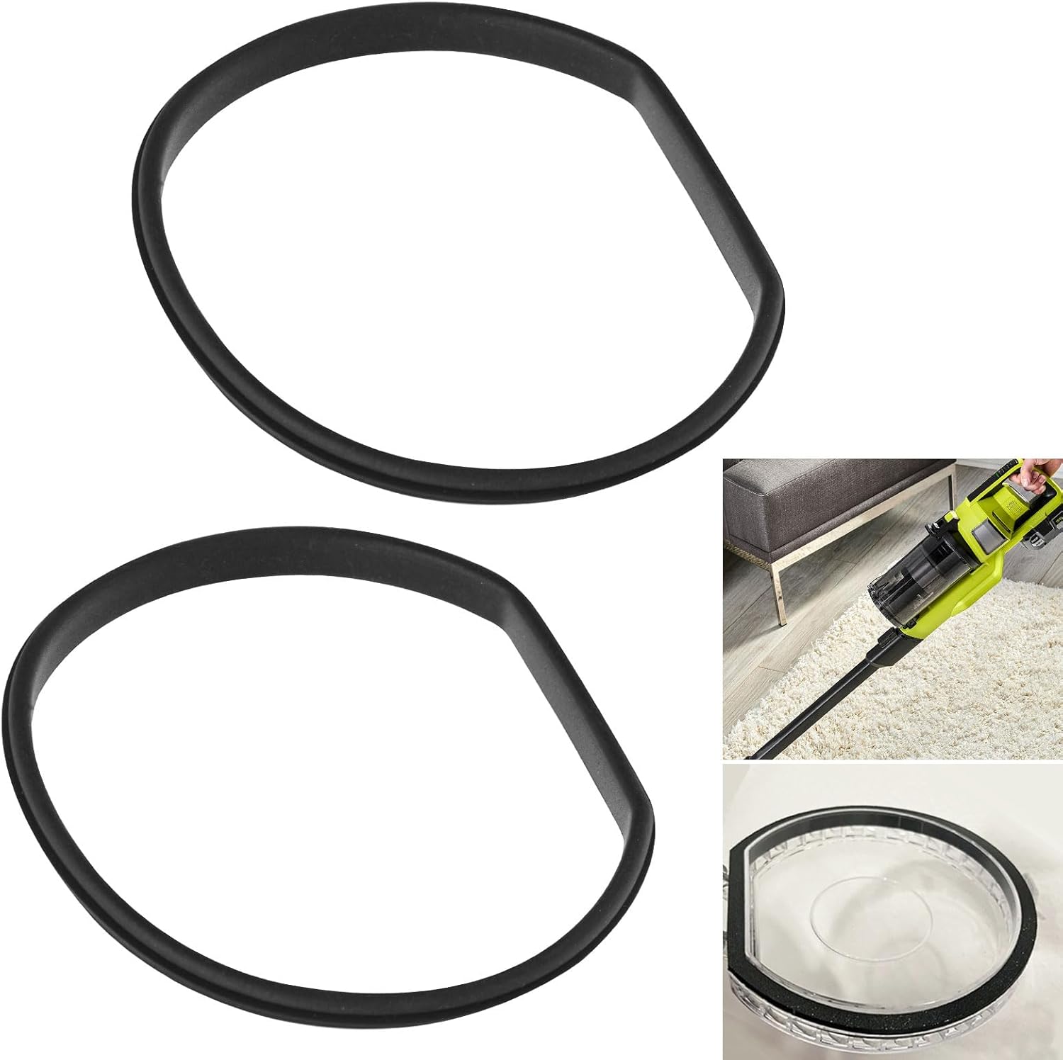 2 Pack Replacement Gasket for Ryobi 18v Cordless Stick Vac PCL720B, PCL720K, PBLSV716B, PBLSV716K, PBLSV717B, PBLSV717K