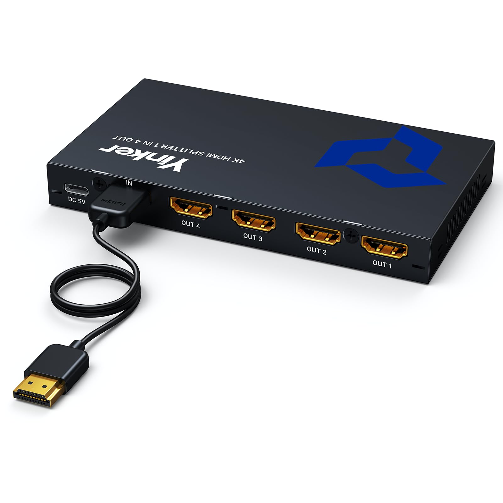 Yinker Splitter HDMI 1 in 4 Out 4K30Hz HDCP1.4 EDID HDR con Cavo 1.5m