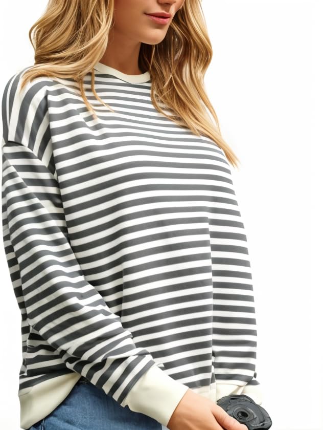 Image of VIMAL JONNEY Women Striped T-Shirt || T-Shirt for Women || Full Sleeve T Shirt || T-Shirt-VIMAL640620