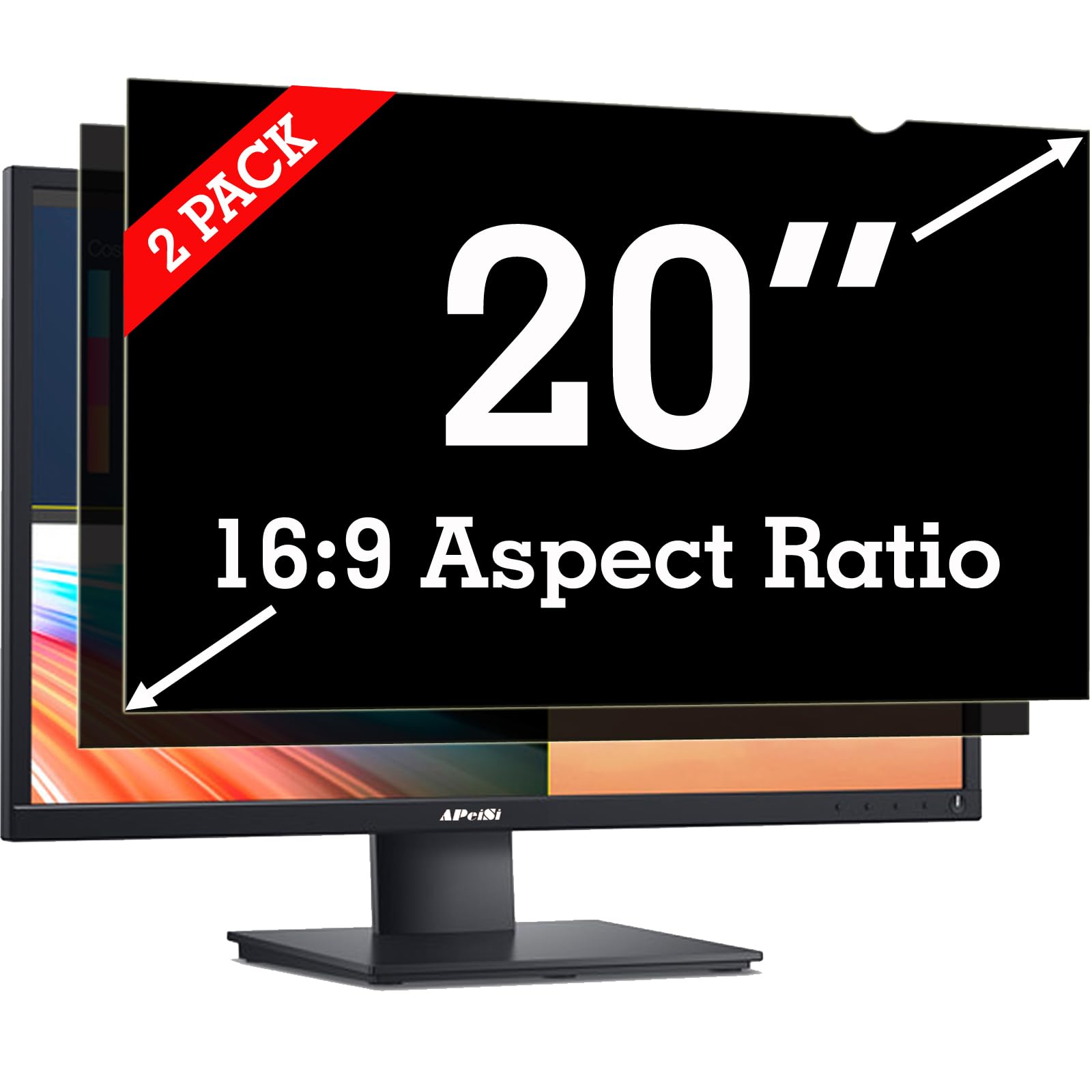 [2 Pack] 20 Inch Privacy Screen Filter for Widescreen 16:9 Monitor