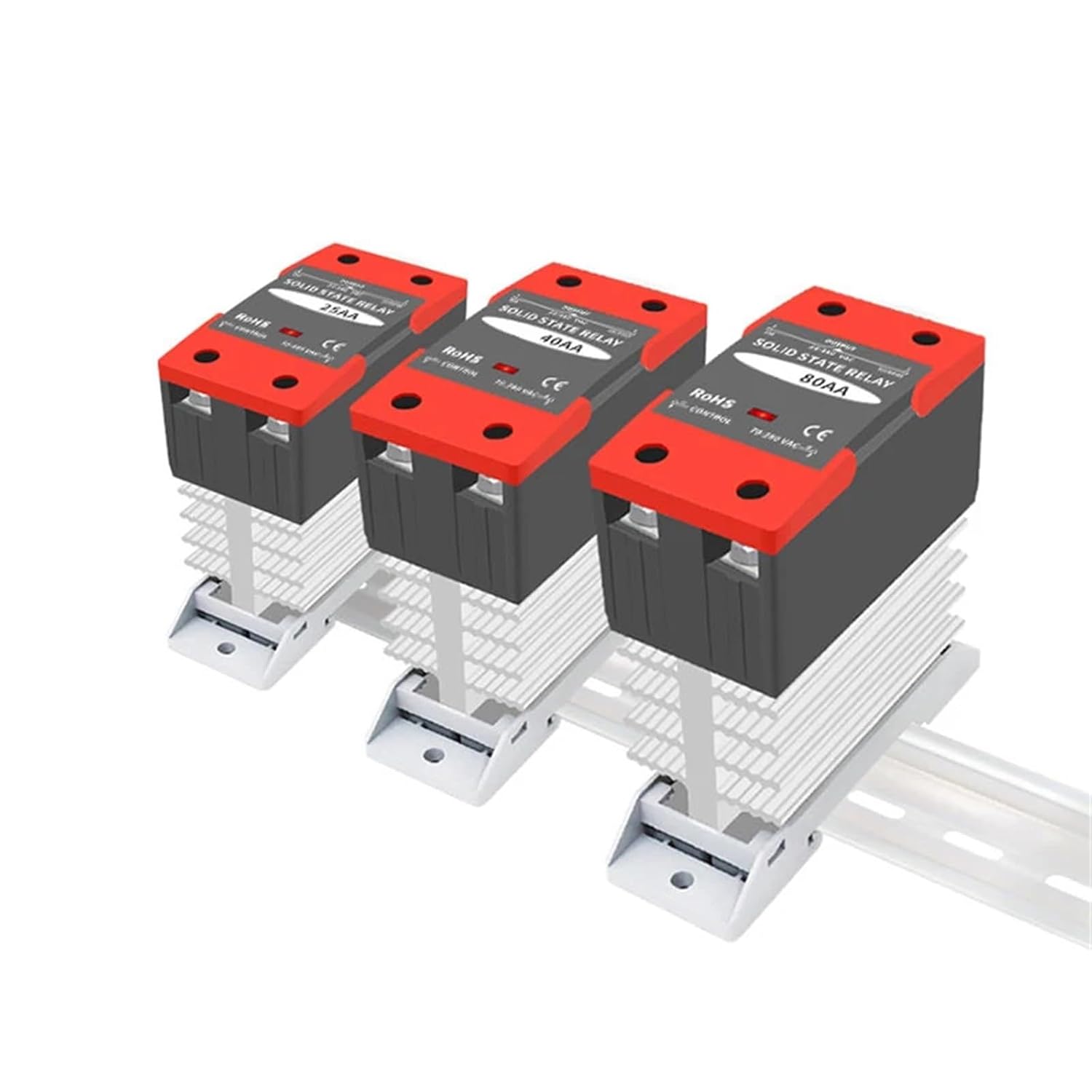 Solid State Relay Din Rail with Radiator SSR 25DA 40DA 60DA DC Control AC Single Phase SSR DA 1Pcs(DC-DC,25A)
